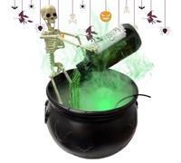 Indoor Decor Prop - Halloween Witch Cauldron | Spooky Skeleton Ghost Sculpture, Bubbling Mist Display, Dry Ice Effect Kettle, Haunted Kitchen Shelf Ornament, Creepy Bar Porch Horror Setup Accessory