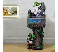 Indoor Fountains Rockery Running Water Resin Decorations with LED Lights And Atomizer Tabletop Mini Water Fountain Lucky Home Decoration Feng Shui Ornaments for Living Room/Bedroom/Office (A+B)