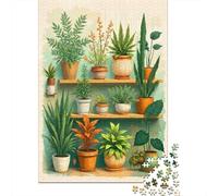 Indoor Garden Shelf Puzzle in Pezzi House Plants Art 1000 Pezzi Carta Riciclata Per Donne, Regali Per Uomini Puzzle in Pezzi Gioco Educativo Per Rilassarsi 38x26cm/1000pcs
