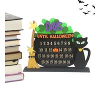 Indoor Halloween Advent, Calendar Wooden Cat, Broom Countdown Ornament
