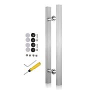 Indoor Outdoor Barn Patio Gate Pulls/Metal Push Pull Door Hardware Bar,Silver Sliding Glass Door Handle, Square Modern Grab Pole, Brushed Steel(Length 120cm(47inch))