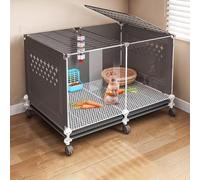 Indoor Rabbit Cage sulle ruote, spazioso Pet Habitat con pannello di visione trasparente per un facile monitoraggio. Caratteristiche Ruote bloccabili per la mobilità, lati perforati ventilati e vassoi