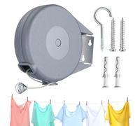 Indoor Retractable Clothesline - 49 Feet Heavy Duty, Portable Double-Sided Extendable Laundry Line | Automatic Retractable Clothes Drying Rack for Indoor/Outdoor | Wall-Mounted Clothes Hanger Rope
