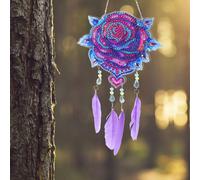 Indoor Wall Dream Catcher in Blue with Reusable Acrylic and Feather Craftwork