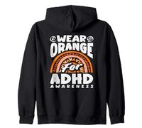 Indossa Arancione per la consapevolezza dell'ADHD Boho Rainbow Cute Felpa con Cappuccio