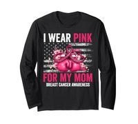 Indossa Il Nastro Rosa per la consapevolezza del Mese del Cancro al Seno per la Mamma Maglia a Manica
