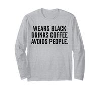Indossa Il Nero AMA Il caffè Evita Le Persone Amanti della Caffeina Divertenti Maglia a Manica