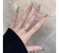 Indossare unghie finte toppa staccabile manicure autunno e inverno toppa unghie corte(Middle green,S)