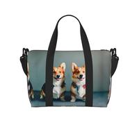 Indossare vestiti carino cani Corgi borse da viaggio, Weekender Carry On per donne, borsa da palestra sportiva, borsone da allenamento, durante la notte, Nero , Taglia unica