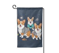 Indossare vestiti Corgi Cani Bandiere da giardino verticale doppia faccia bandiera casa 30,5 x 45,7 cm primavera estate bandiera stagionale per vacanze fattoria cortile esterno appeso decorazione