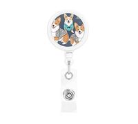 Indossare vestiti Corgi Dogs porta badge retrattili resistenti con clip per cintura divertente nome ID badge clip portachiavi porta carta d'identità per infermiere insegnante forniture per ufficio