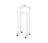 Indossatore doppio in legno bianco con rotelle Bianco