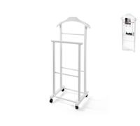 Indossatore in legno con ruote, colore bianco 50x40x110 Cm Home