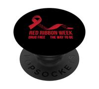 Indossiamo la consapevolezza della settimana del nastro rosso rosso ottobre senza droghe PopSockets PopGrip Adesivo
