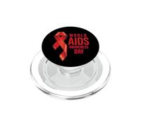 Indossiamo la Giornata mondiale del nastro rosso rosso sulla consapevolezza della Giornata mondiale contro PopSockets PopGrip per MagSafe