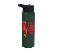 Indossiamo la Giornata mondiale del nastro rosso rosso sulla consapevolezza della Giornata mondiale contro Stainless Steel Insulated Water Bottle