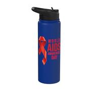 Indossiamo la Giornata mondiale del nastro rosso rosso sulla consapevolezza della Giornata mondiale contro Stainless Steel Insulated Water Bottle