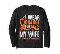 Indosso arancione per mia moglie Supporto per la consapevolezza della leucemia Maglia a Manica