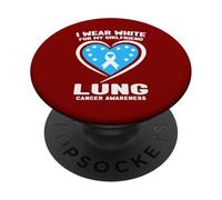 Indosso bianco per la consapevolezza del cancro ai polmoni della mia ragazza PopSockets PopGrip Adesivo
