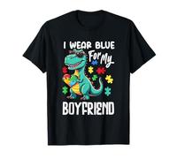 Indosso Blu per Il Mio Fidanzato Dinosauro Dino Autism Awareness Maglietta