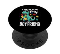Indosso Blu Per Il Mio Fidanzato Dinosauro Dino Autism Awareness PopSockets PopGrip Adesivo