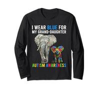 Indosso Blu Per Mia Nipote Elefanti Consapevolezza Autismo Maglia a Manica