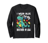 Indosso Blu per Mio cognato Dinosauro Dino Autismo Maglia a Manica