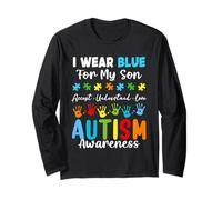 Indosso Blu Per Mio Figlio Autistico Consapevolezza Mese Papà Maglia a Manica