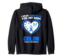 Indosso Blu Scuro per la consapevolezza del Cancro del Colon di mia Madre Felpa con Cappuccio