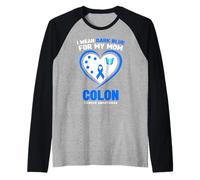 Indosso Blu Scuro per la consapevolezza del Cancro del Colon di mia Madre Maglia con Maniche Raglan