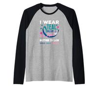 Indosso Foglia di tè, Blu e Rosa per Il Cancro alla tiroide di mia Suocera Maglia con Maniche Raglan
