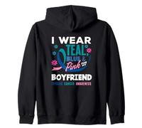 Indosso Foglia di tè, Blu e Rosa per Il Mio Ragazzo Cancro alla tiroide Felpa con Cappuccio