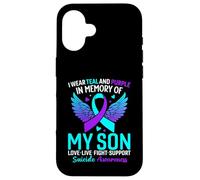 Indosso foglia di tè e viola per la prevenzione del suicidio di mio figlio Custodia per iPhone 16