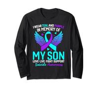 Indosso Foglia di tè e Viola per la prevenzione del suicidio di Mio Figlio Maglia a Manica