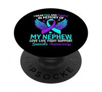 Indosso foglia di tè e viola per la prevenzione del suicidio di mio nipote PopSockets PopGrip Adesivo