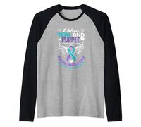 Indosso Foglia di tè e Viola per Qualcuno Che Mi Manca la prevenzione del suicidio Maglia con Maniche Raglan