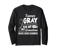 Indosso Il Grigio per Il Mio Eroe Mio Nipote Consapevolezza del Cancro al Cervello Maglia a Manica