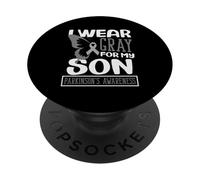 Indosso il grigio per la consapevolezza del Parkinson della farfalla di mio figlio PopSockets PopGrip Adesivo