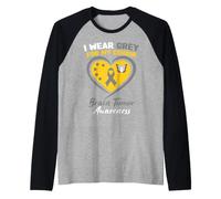 Indosso Il Grigio per la consapevolezza del tumore al Cervello di Mio Cugino Maglia con Maniche Raglan