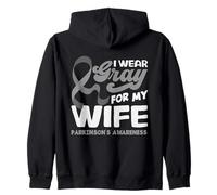 Indosso Il Grigio per mia Moglie per sostenere la consapevolezza del Parkinson Felpa con Cappuccio