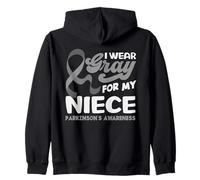 Indosso Il Grigio per mia Nipote per sostenere la consapevolezza del Parkinson Felpa con Cappuccio