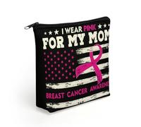 Indosso il rosa per la mamma, borsa per il trucco per la sensibilizzazione sul cancro al seno, borsa cosmetica da viaggio, pochette da bagno, borse per riporre gli oggetti.