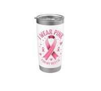 Indosso il rosa per la mia migliore consapevolezza del cancro Bicchiere termico in acciaio inox doppia parete