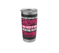 Indosso il rosa per mio cugino cresciuto da un eroe cancro al seno Bicchiere termico in acciaio inox doppia parete