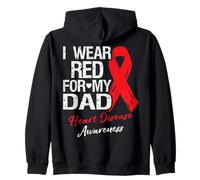 Indosso Il Rosso per Il Sopravvissuto del Mese della consapevolezza delle malattie cardiache di Mio Padre Felpa con Cappuccio