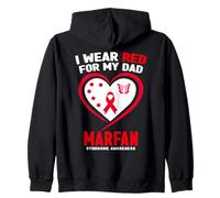 Indosso Il Rosso per la consapevolezza della sindrome di Mio Padre Marfan Felpa con Cappuccio