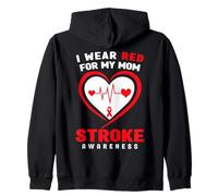 Indosso Il Rosso per la consapevolezza dell'ictus della mia Mamma Felpa con Cappuccio