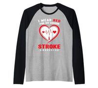 Indosso Il Rosso per la consapevolezza dell'ictus di Mio Cugino Maglia con Maniche Raglan