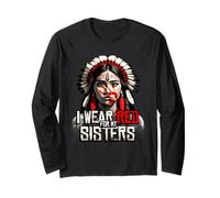 Indosso Il Rosso per Le Mie Sorelle Native American Stop MMIW Red Hand Maglia a Manica