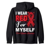 Indosso Il Rosso per Me Sopravvissuto al Mese della consapevolezza delle malattie cardiache Felpa con Cappuccio
